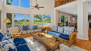 Kiahuna Vista at Poipu Beach - Living Room & Lanai View - Parrish Kauai