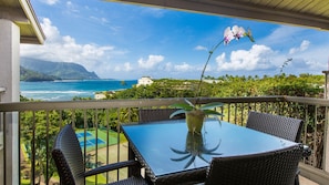 Hanalei Bay Resort #33056 - Ocean & Mountain View Dining Lanai - Parrish Kauai