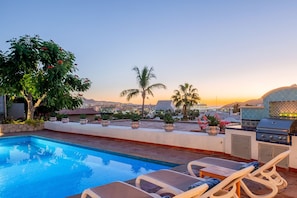 Poolside during sunset