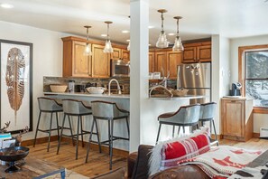 Kitchen with Bar Seating for 5.