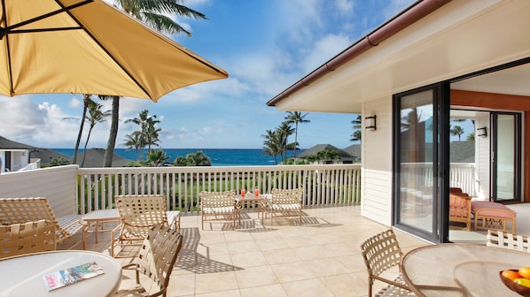 Poipu Kapili Resort #28 - Ocean View Penthouse Dining & Lounging Lanai View - Parrish Kauai