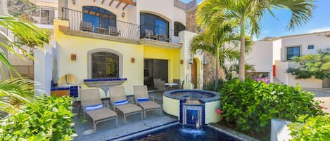 Poolside view of patio