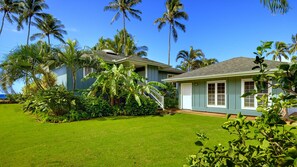 Hale Ani at Brennecke Beach - Backyard Entry & Garage - Parrish Kauai