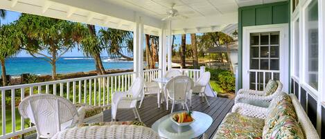 Hale Ani at Brennecke Beach - Oceanfront Lanai View - Parrish Kauai