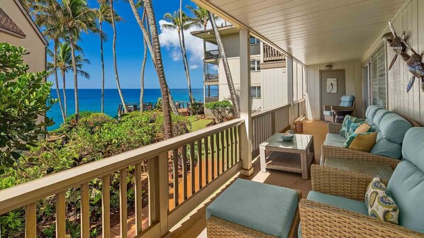 Poipu Palms #101 - Oceanfront Lounging Lanai - Parrish Kauai