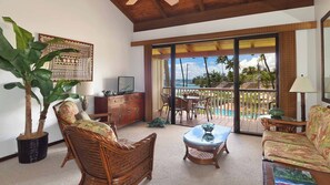 Nihi Kai Villas at Poipu #201 - Ocean View Living Room & Lanai - Parrish Kauai