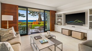Poipu Kapili Resort #08 - Oceanfront Living Room & Lanai View - Parrish Kauai