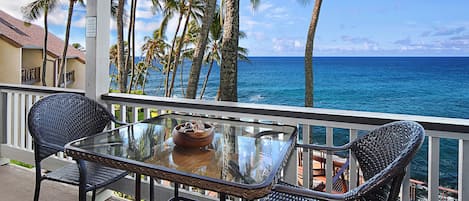 Poipu Palms #203 - Oceanfront Dining Lanai View - Parrish Kauai