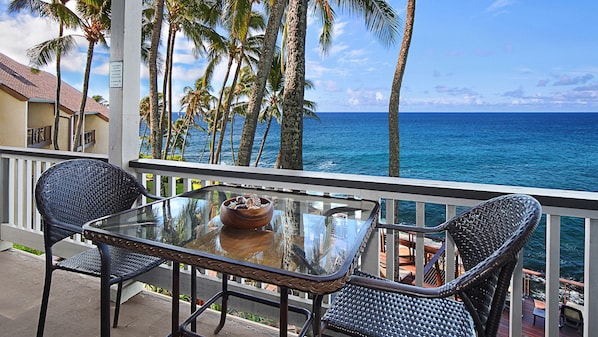 Poipu Palms #203 - Oceanfront Dining Lanai View - Parrish Kauai