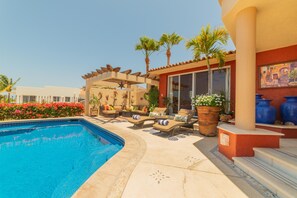 Pool patio lounging