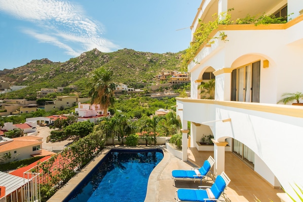 Patio with mountain view