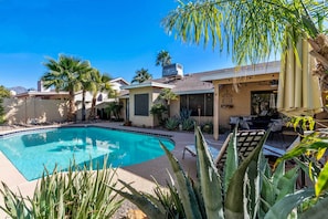 Private Patio | Cabana-Style Sitting Area | Patio Furniture | Ceiling Fans