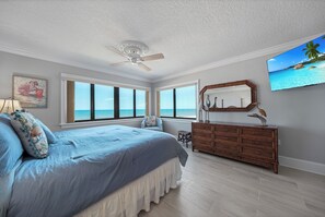 Wake up to breathtaking Atlantic Ocean views from the master bedroom, complete with a plush king bed for ultimate comfort