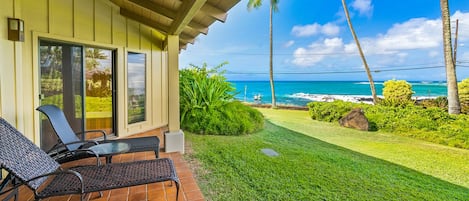 Nihi Kai Villas at Poipu #101 - Oceanfront Lounging Lanai - Parrish Kauai