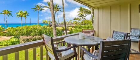 Nihi Kai Villas at Poipu #402 - Ocean View Dining Lanai - Parrish Kauai