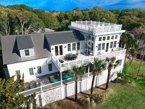 Exterior Aerial view of pool deck and balconies