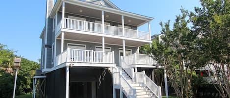 Front elevation with wonderful covered porches