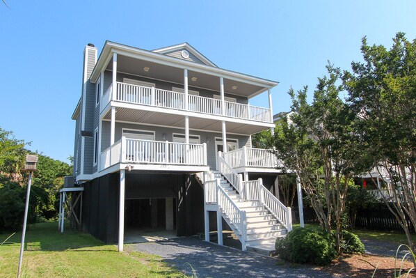 Front elevation with wonderful covered porches