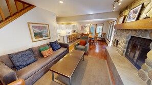 Living Area with Sofabed, Wood Fireplace - Living Area with Sofabed, Wood Fireplace