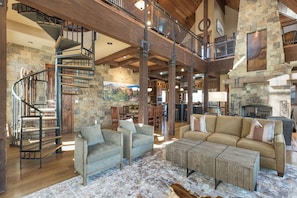 Main Living Space - TV, Wood burning fireplace (wood provided), Deck and unreal views