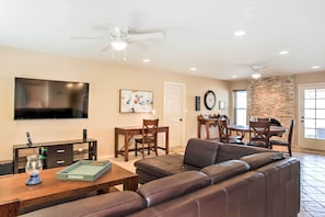 Living Room | Central A/C & Heating | 65-Inch Smart TV | Free WiFi
