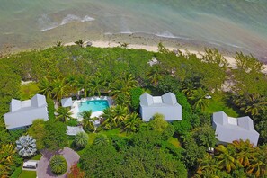 Aerial view of the micro-resort, Sea Orchard Retreat, that Avocado Cottage is a part of.