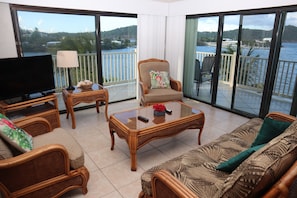 Living room and ocean views