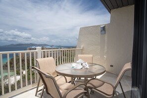 Outdoor dining for four with amazing views.