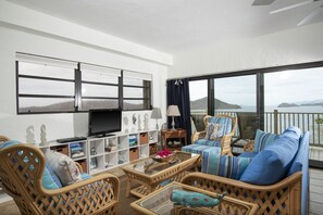 Living room - Enjoy the  beautiful water and island views while relaxing in the living area.