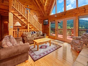 Living Room with a beautiful Smoky Mountain View