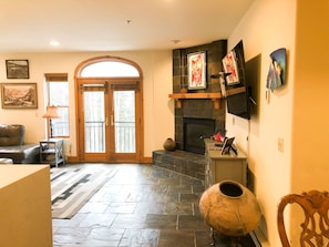 Living room and fireplace