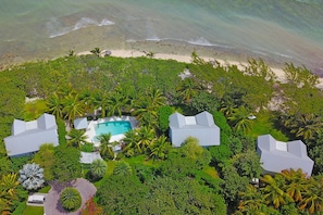 Aerial view of the micro-resort, Sea Orchard Retreat, that Papaya Cottage is a part of.
