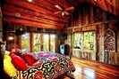 The cozy and romantic bedroom with a luxurious king sized bed