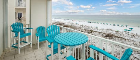 Phenomenal Private Balcony of Gulf Dunes 411 - This CORNER unit has extra balcony space for taking in the views of the Gulf.