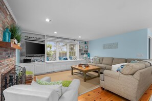 Open living, dining, and kitchen