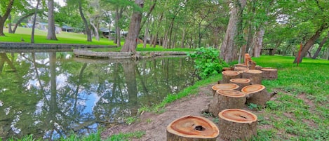 Private creek access behind the home