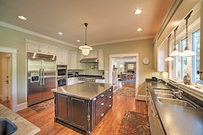 The fully equipped kitchen makes it easy to cook for a crowd.