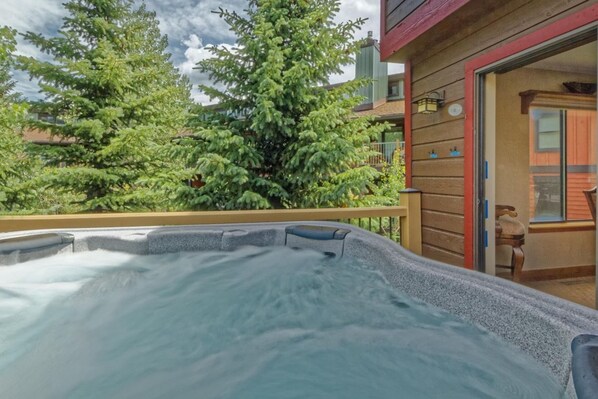 New Hot Tub on Deck Outside Dining Room