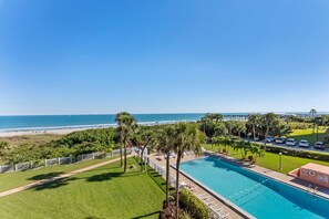 A large oceanfront heated pool perfect for a refreshing swim any time of day