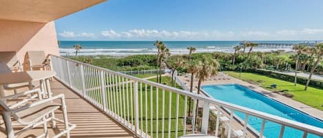 Enjoy the best view in Cocoa Beach. Direct view of the ocean and Cocoa Beach Pier.