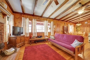 Living Room | Full Futon | Wood-Burning Stove | Smart TV