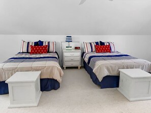 Bonus Sleeping Area (off of bedroom #3) with 2 double beds and a sitting area - 30 Cockle Cove Road Chatham Cape Cod New England Vacation Rentals
