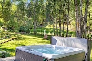 Enjoy a relaxing soak while taking in the beautiful scenery.