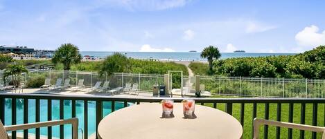 View of the ocean, pool & pier right from your balcony!