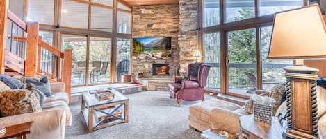 Welcome to Deer Valley Powder Run Penthouse - The Floor to Ceiling Windows Offer Panoramic Slopeside Views, Large Stone Encased Fireplace, HDTV The Sp