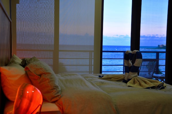 Master Bedroom with Balcony Overlooking Pool, Beach and Ocean