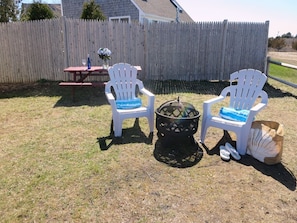 Sit out by the fire pit in the evening - roast marsh mellows and enjoy the memories of the day!  15 Oyster Drive- Chatham- Cape Cod -New England Vacation Rentals