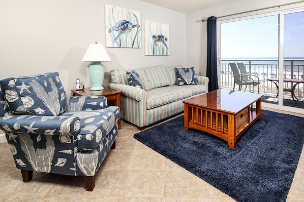 Well-kept, neutral, peacefulness-all the comforts of home - PI 215 is a top-notch one bed two bath Gulf front condo