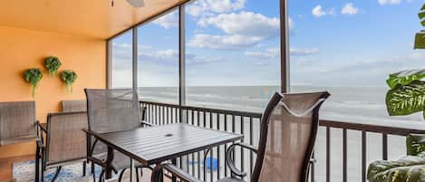 Private, screened in balcony with direct Gulf views