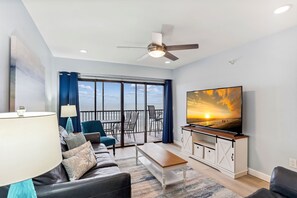 Living room with beach front balcony access